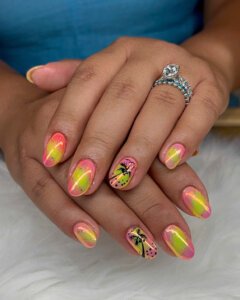 Sunset Peach nails